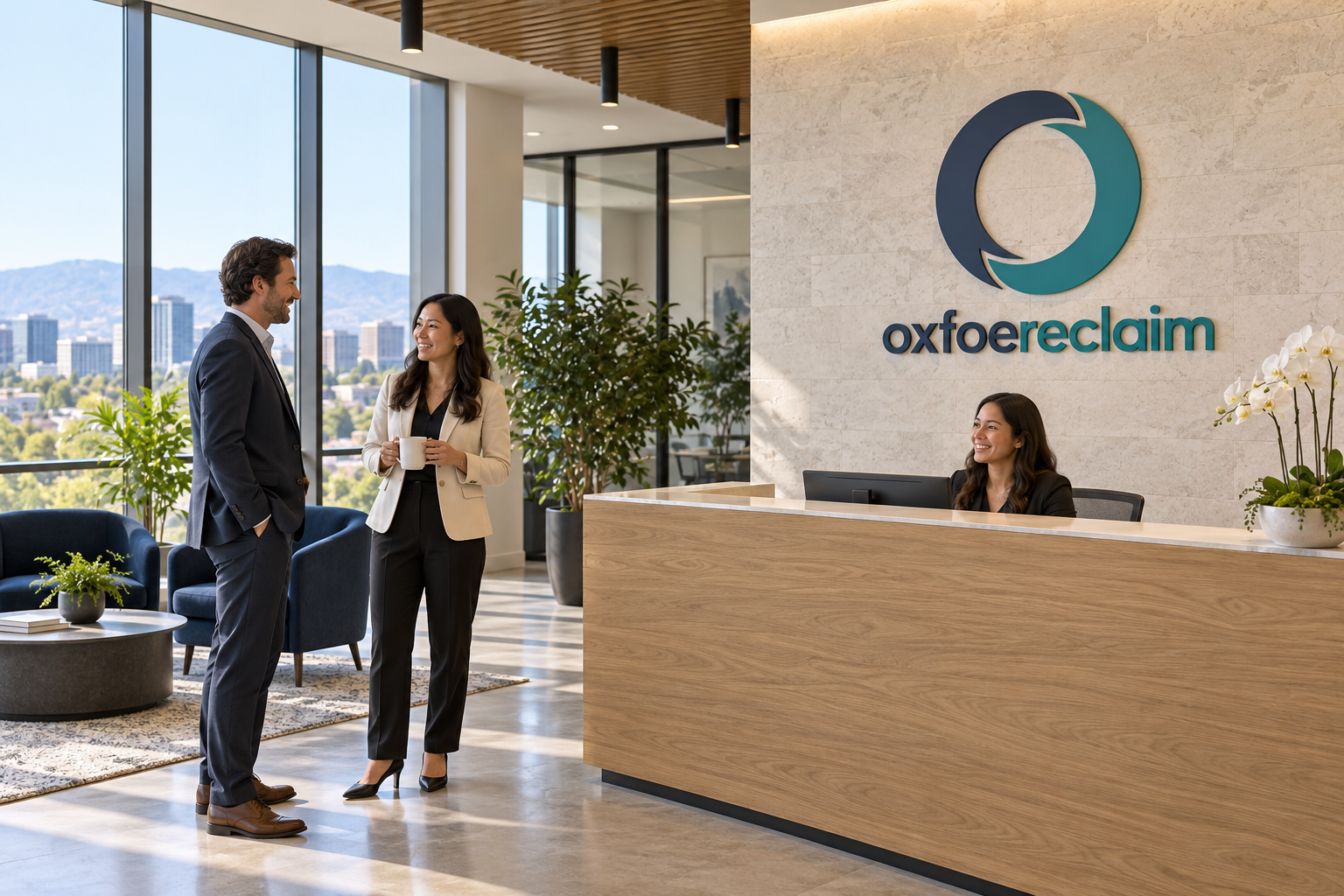 AI-generated illustrative oxfoereclaim reception with realistic people